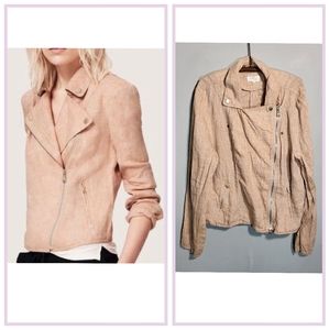 LOU & GREY Linen Moto Jacket | NWOT | Soft Pink | Size XLarge